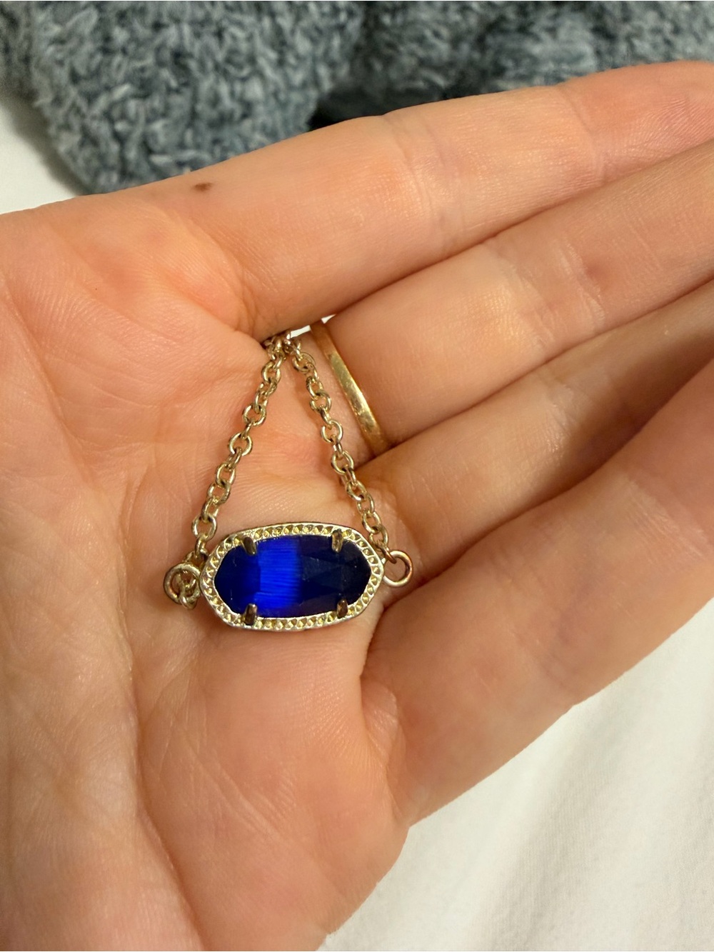 Kendra Scott Gold Chain Bracelet with Deep Blue Oval Stone